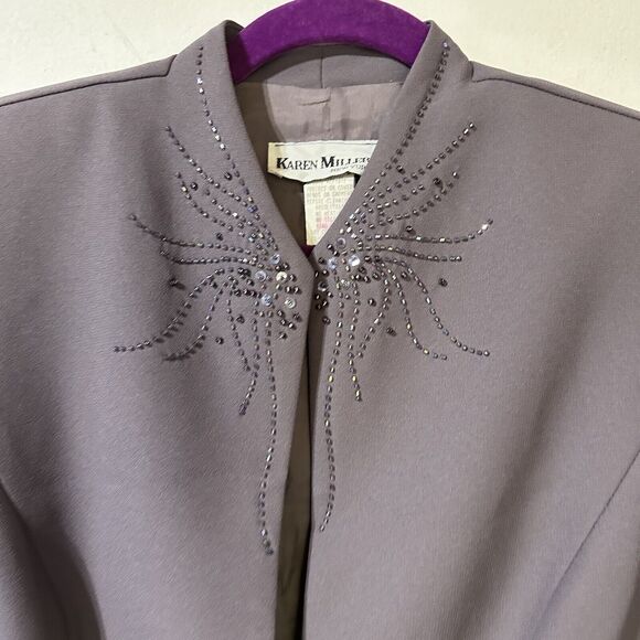 Karen Miller NEW YORK Formal Blazer Jacket Size 10 Gray Beaded Single Button NWT - Picture 10 of 10